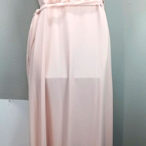 Ceremony by Joanna August Lola Blush Pink Ruffle Chiffon Wrap maxi Dress sz L - Picture 13 of 15